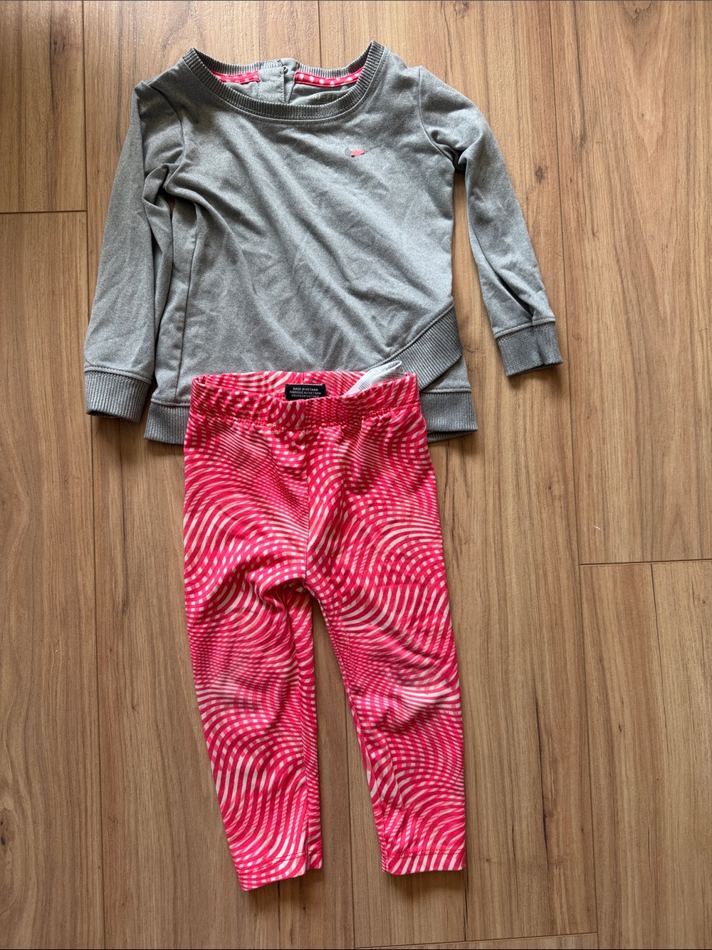 Nike Gray Sweatshirt with Pink Swirl Leggings
